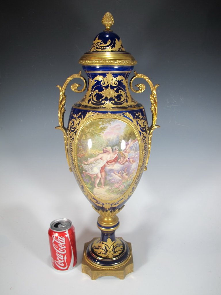 Antique French Sevres porcelain & bronze urn (1 of 9)