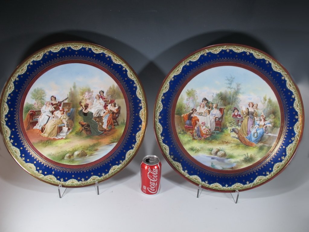 Huge Antique pair of Old Vienna porcelain chargers (1 of 9)