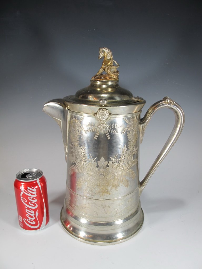 19th C Reed & Barton silverplate ice water pitcher (1 of 10)