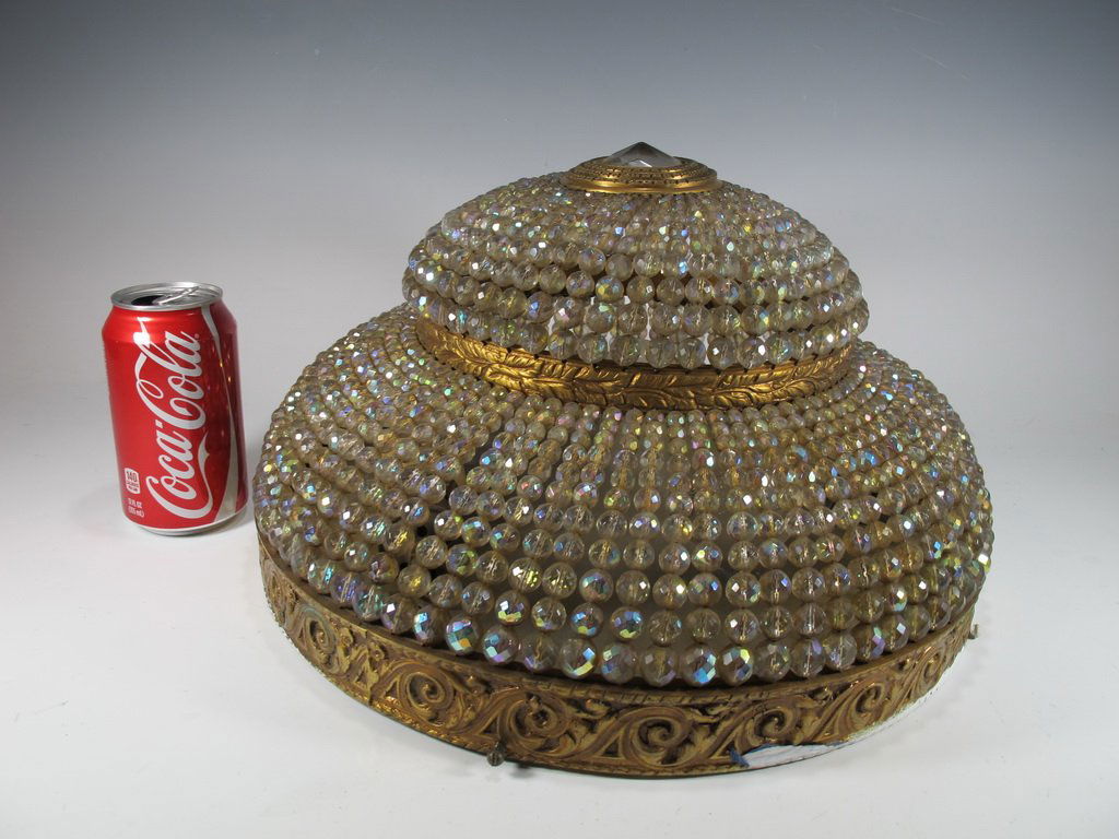 Vintage French iridescent glass & brass ceiling light (1 of 6)