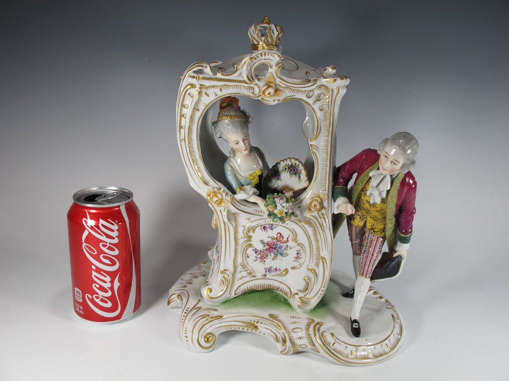 Antique German porcelain group statue, marked (1 of 9)