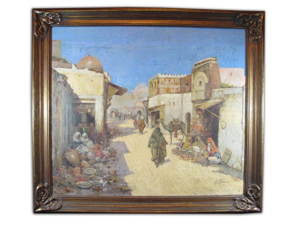 J. Navarro, spanish artist Orientalist oil on canvas (1 of 9)
