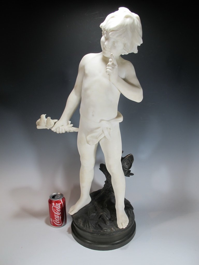 Auguste MOREAU ( 1834 - 1917 ) Marble & Spelter Statue (1 of 9)