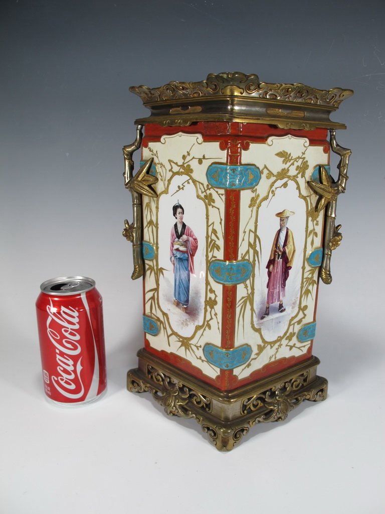 Antique Oriental bronze & porcelain vase (1 of 9)