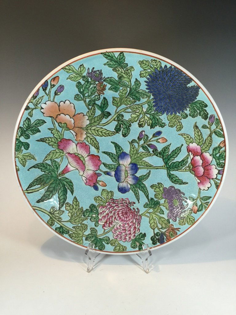 Nice old Chinese ceramic flowers plate (1 of 5)