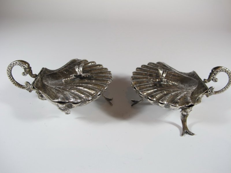 Antique pair of sterling shell miniature trays (1 of 6)