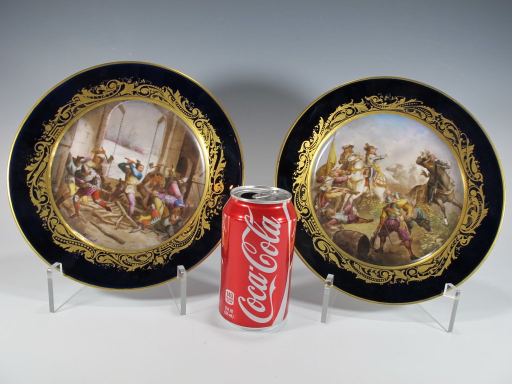 Antique French Sevres pair of porcelain plates (1 of 8)