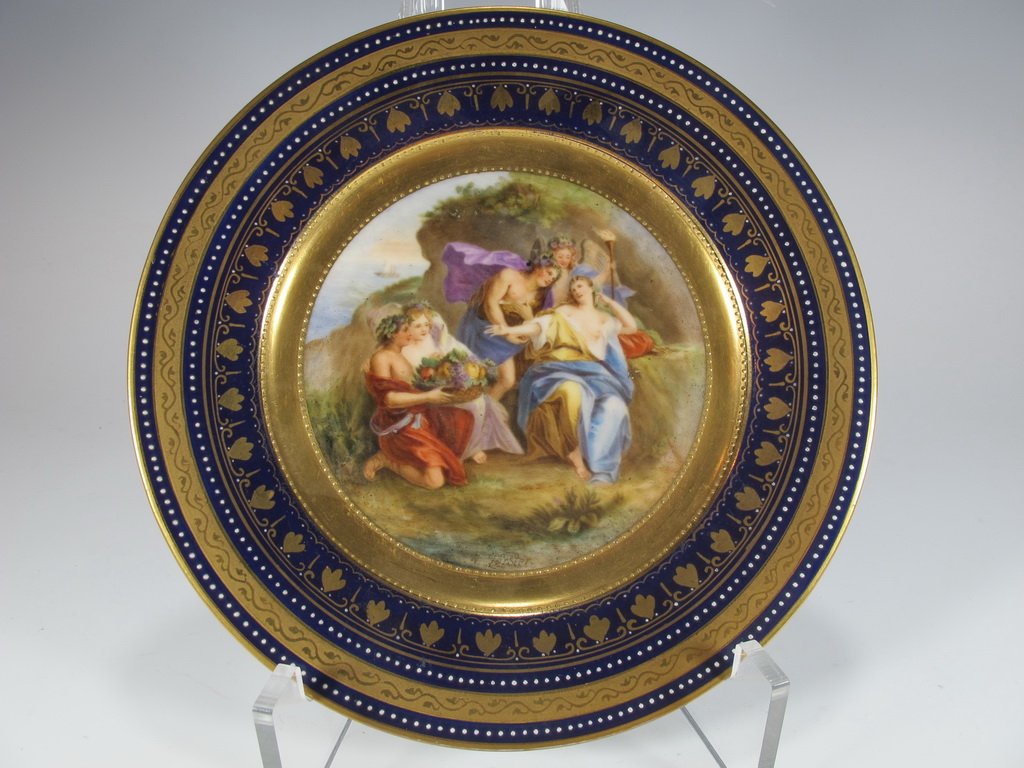 Antique Vienna porcelain plate, signed (1 of 7)