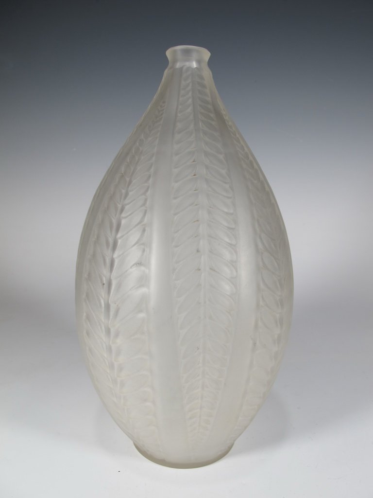 Probably Lalique leaves glass vase Mar 11, 2016 Antiques Show in FL