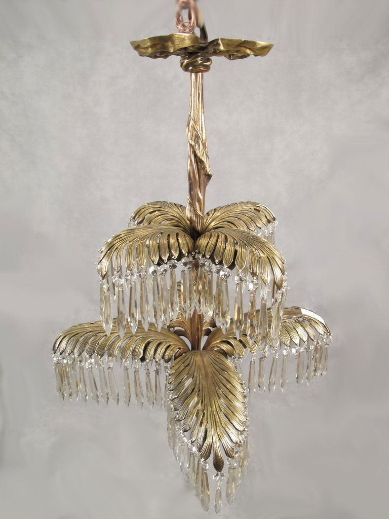 Antique French bronze & crystals chandelier (1 of 6)
