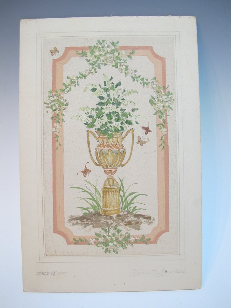 Robert CROWDER (1911-2010) American artist watercolor: Robert CROWDER (1911-2010) American artist watercolor draft for a folding screen. Also known as Vralati and Shoji Kuroda. He was Nihonga artist, a painter and printmaker who diverse styles to reflect