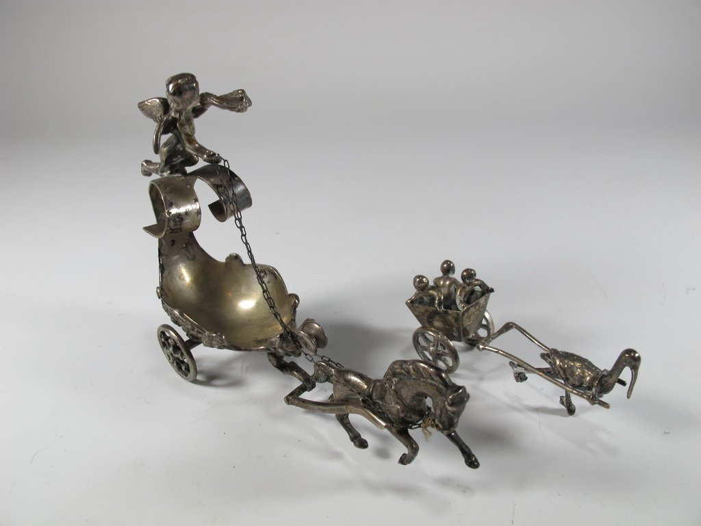 Antique German & Austrian silver miniature carriots (1 of 8)