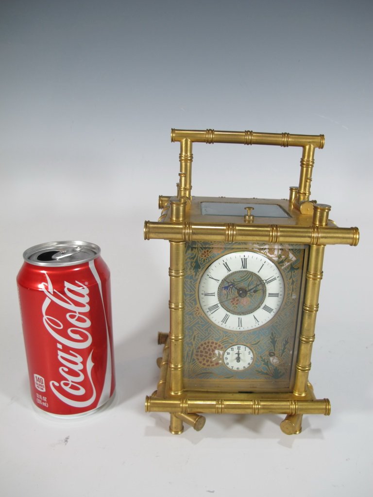 Antique gilt bronze & enamel travel clock (1 of 10)