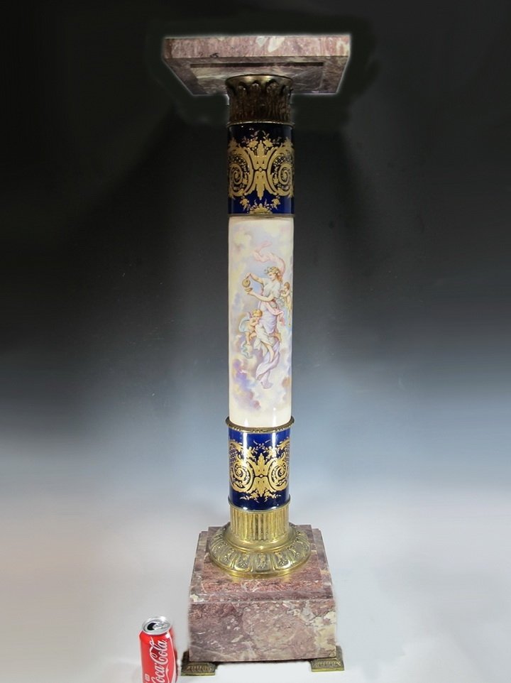 Antique French Sevres porcelain, bronze & marble pedest (1 of 6)