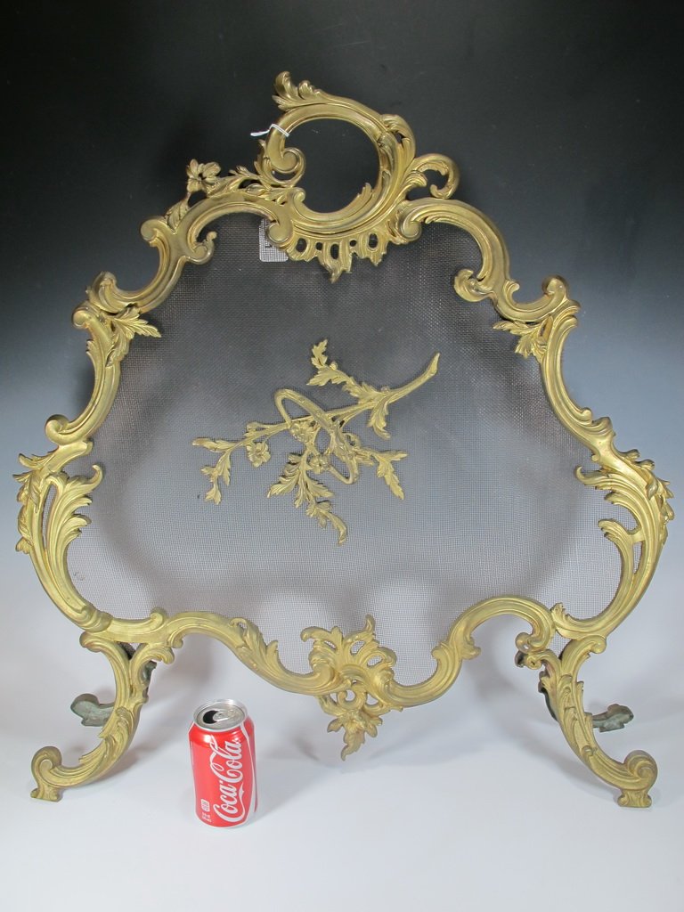 Antique French gilt bronze fireplace screen (1 of 7)