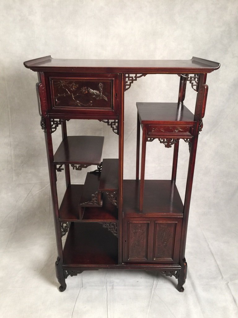 Antique Chinese mahogany cabinet (1 of 6)
