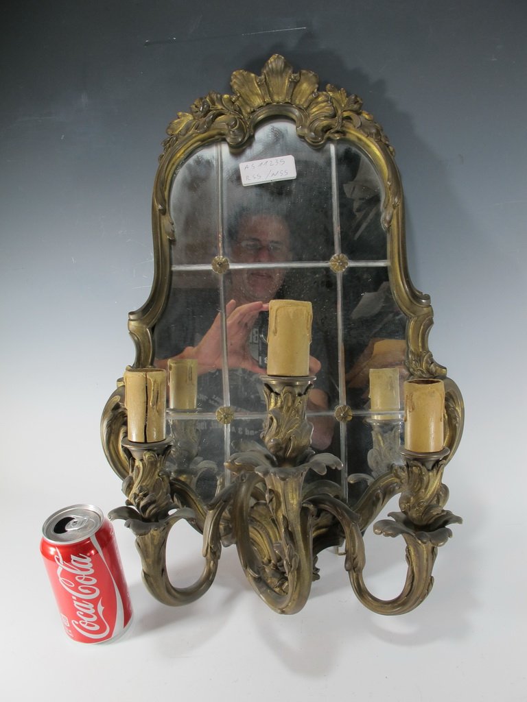 Antique French bronze & mirror wall sconce (1 of 8)