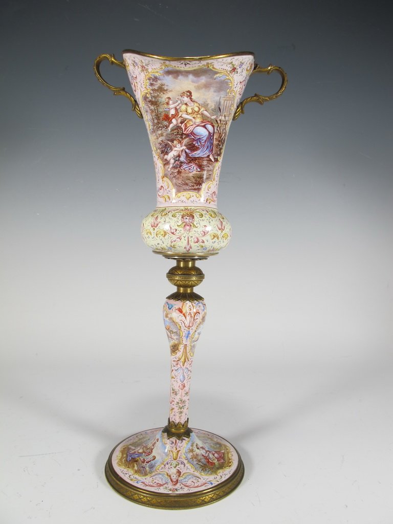 19th C European enamelled bronze amphora (1 of 9)