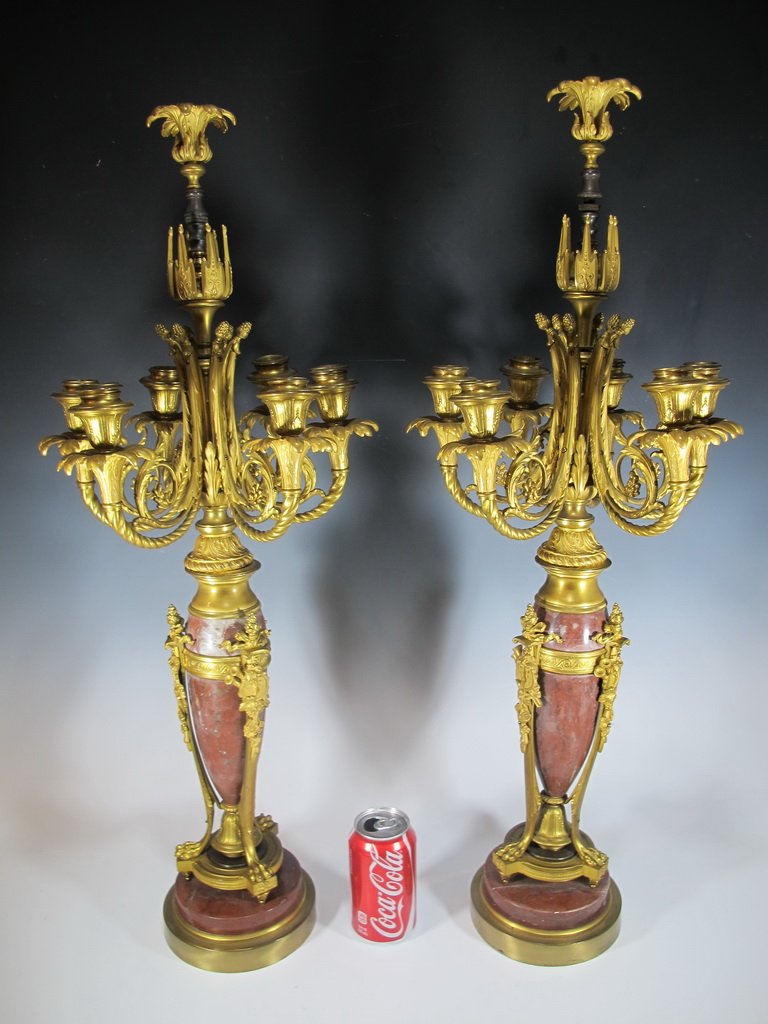 Probably Barbedienne pair of bronze & marble (1 of 10)