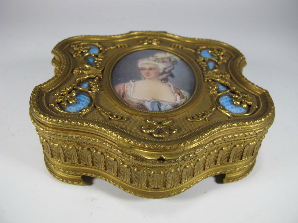 Antique French bronze & enamel box (1 of 7)