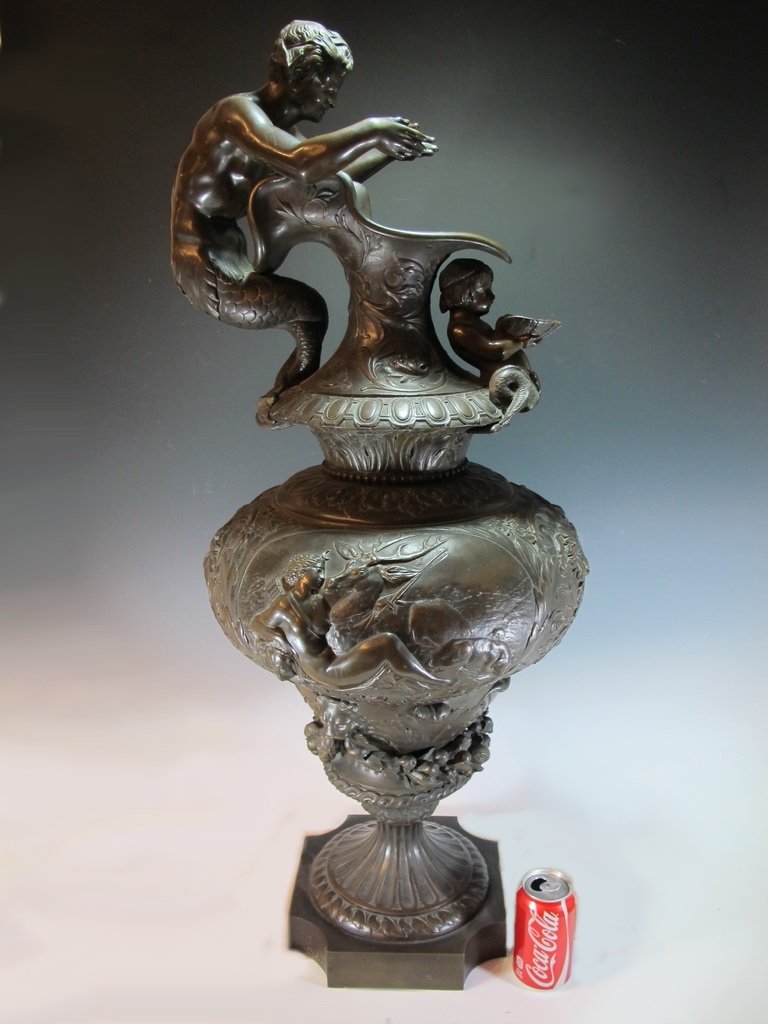 Probably Barbedienne huge antique  bronze pitcher (1 of 9)