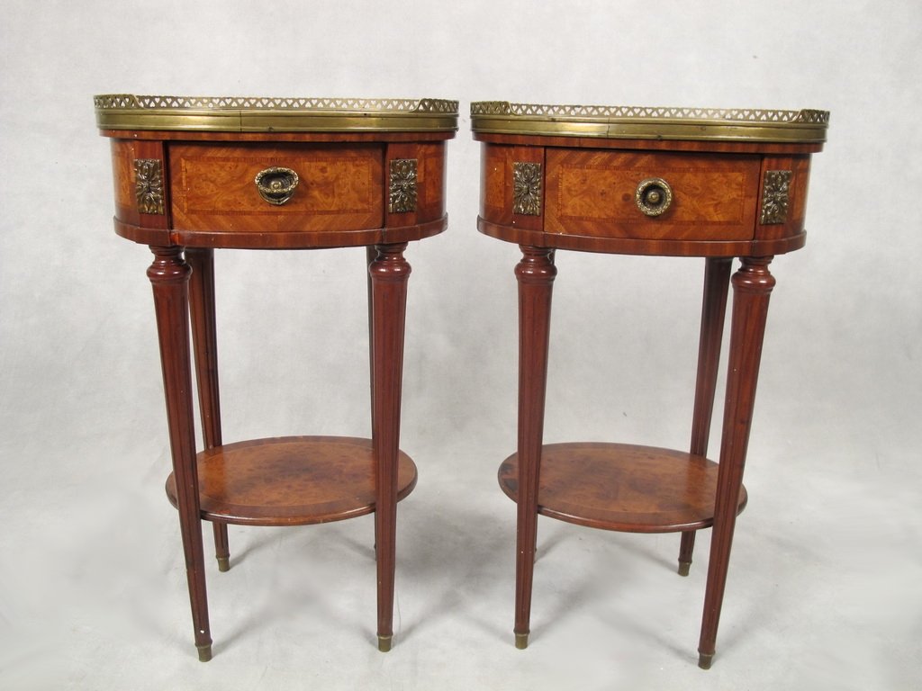 Antique French pair of Louis XVI style side tables (1 of 5)