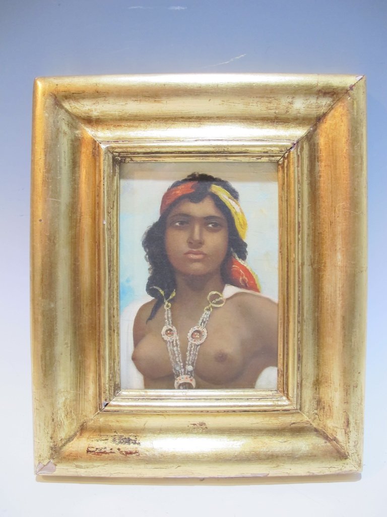 Antique European oil on wood painting, circa 1920 (1 of 5)