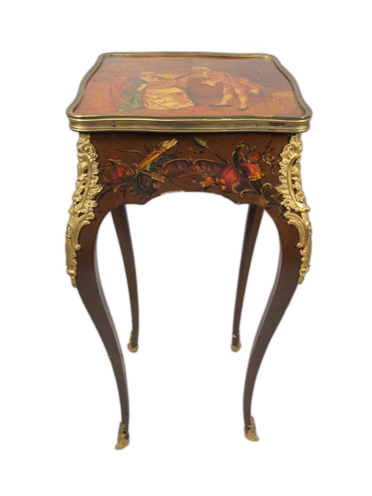 Antique French Louis XV style painted sewing table (1 of 8)