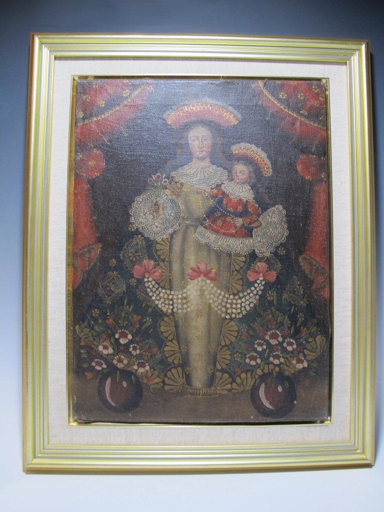 Antique oil on canvas from Cusco, Peru painting (1 of 5)
