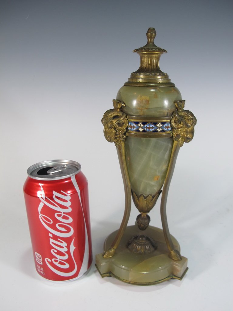 Antique French bronze champleve & onyx urn (1 of 6)