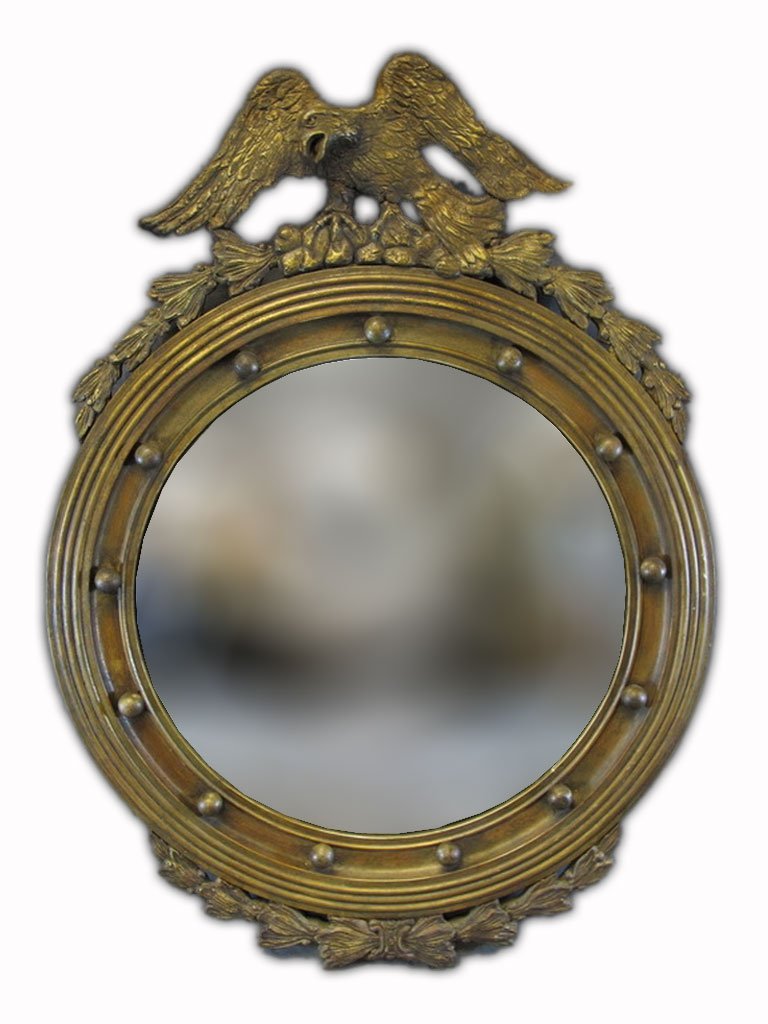 Old American gilt curved mirror (1 of 5)