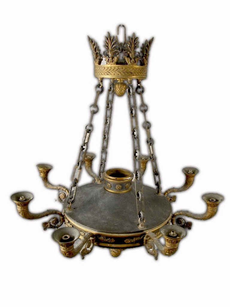 Antique French Empire bronze chandelier (1 of 6)
