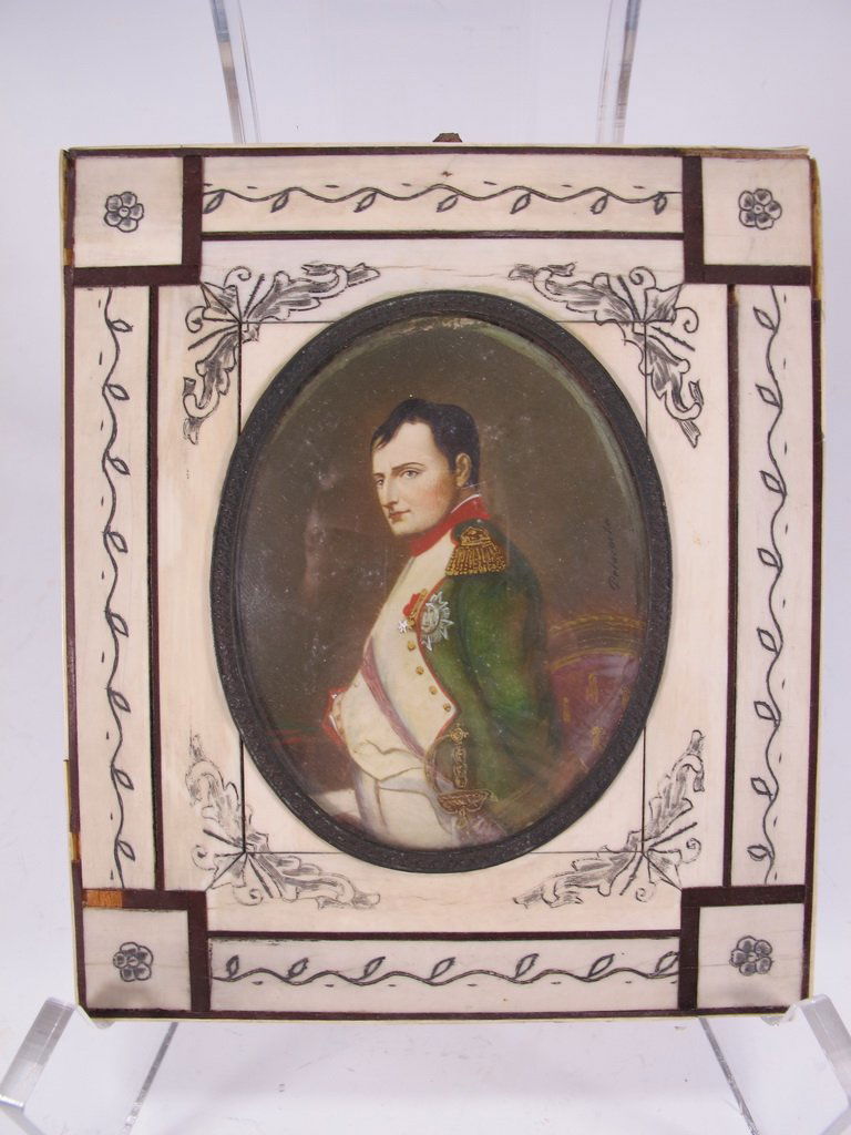 Antique European Napoleon miniature painting, signed (1 of 6)