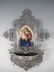 Antique metal & porcelain religious Holy Water font