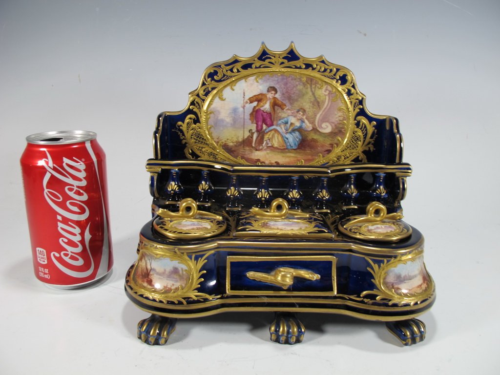 Antique French Sevres porcelain inkwell (1 of 10)