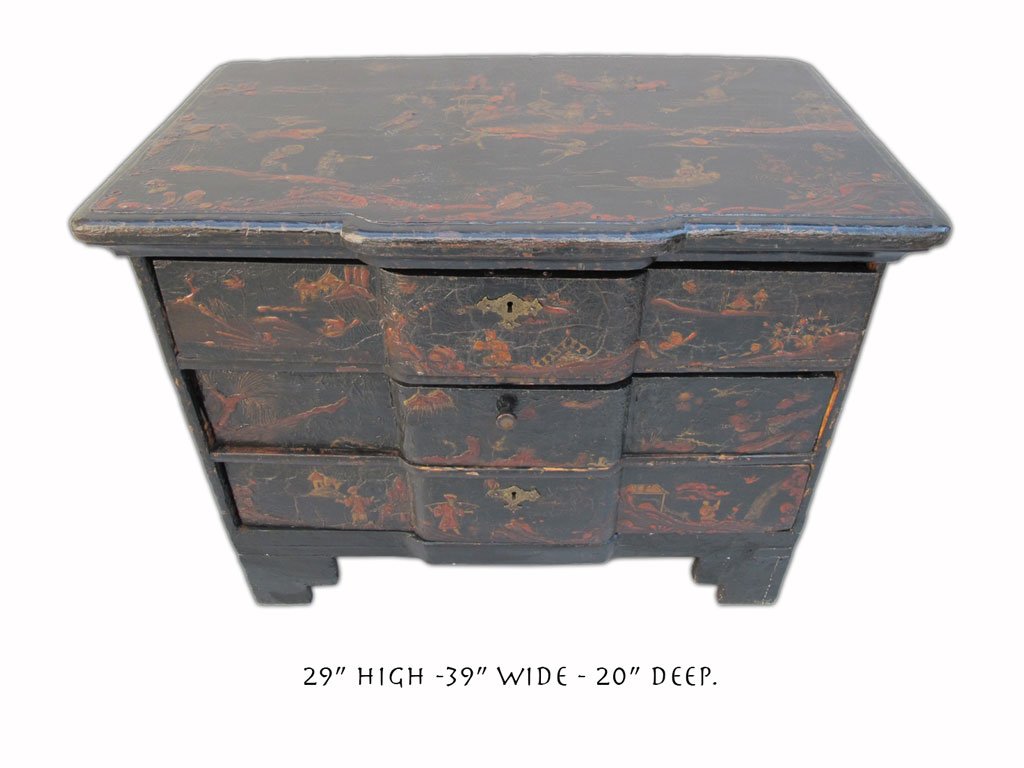 19th C Chinese painted chest of drawers (1 of 10)