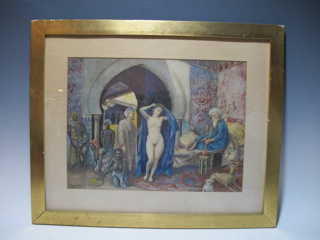 Antique Orientalist watercolor, M. Delgado VILLALONGO (1 of 7)