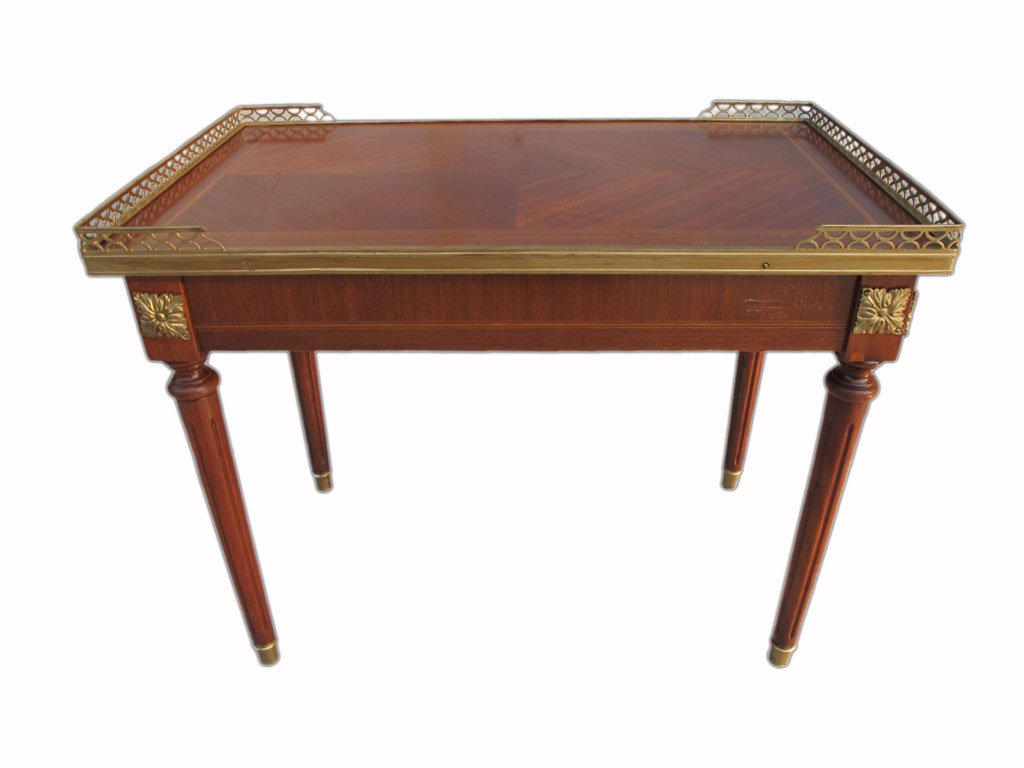 French Louis XVI Mounted  Walnut Wood Coffee Table (1 of 4)