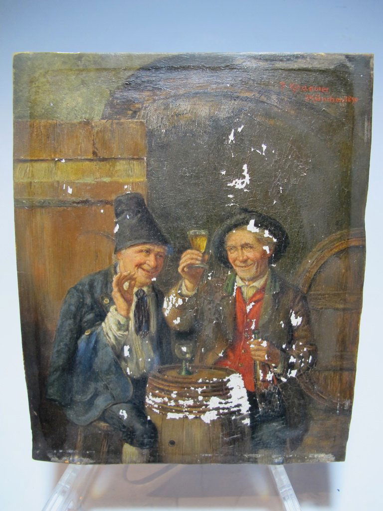 Peter I KRAEMER (1823-1907) oil on copper (1 of 7)