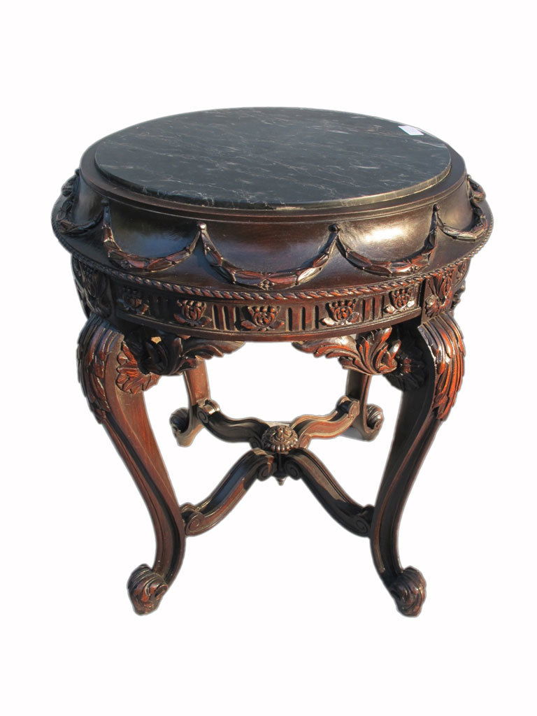 Antique French wood & marble pedestal (1 of 6)