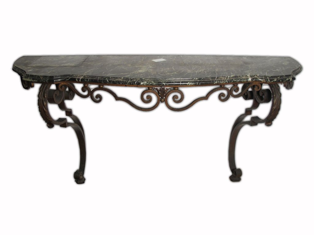 Huge antique French iron & marble console table (1 of 5)