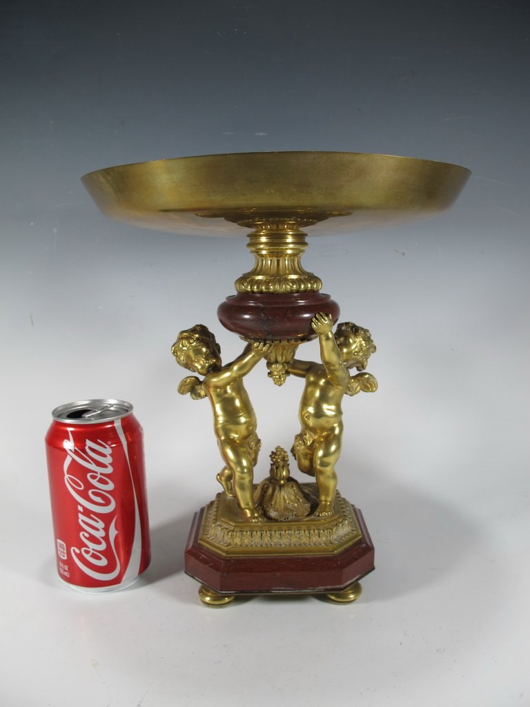 Probably Baccarat high quality gilt bronze & marble (1 of 7)