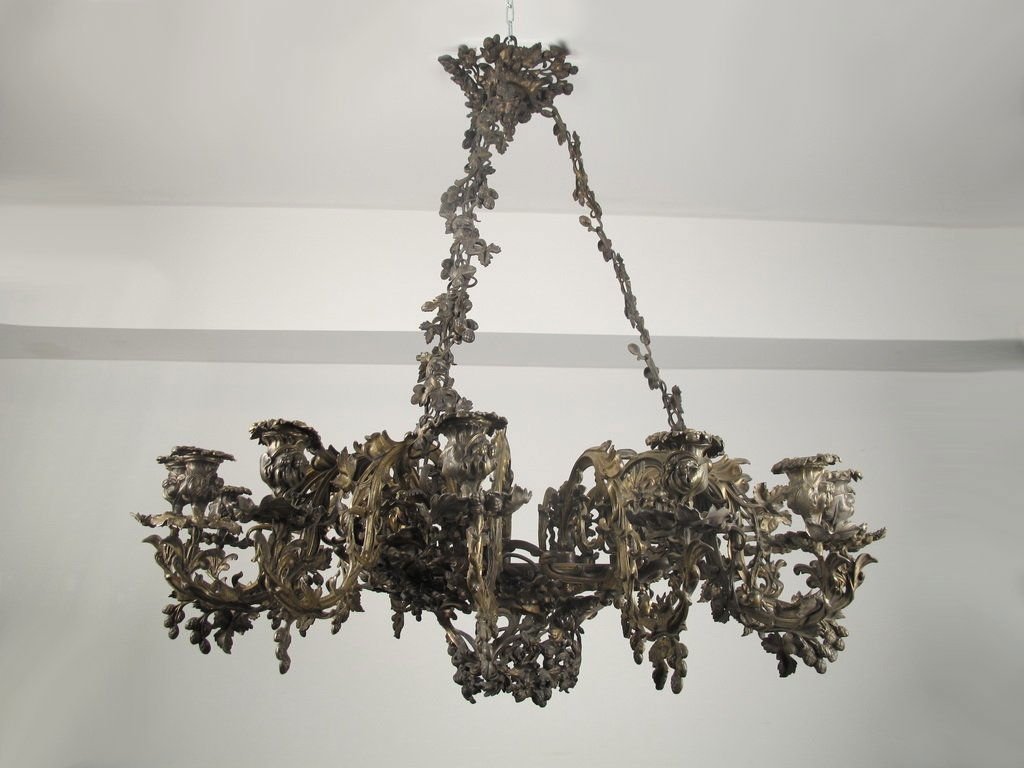Antique & rare huge bronze candles chandelier (1 of 8)