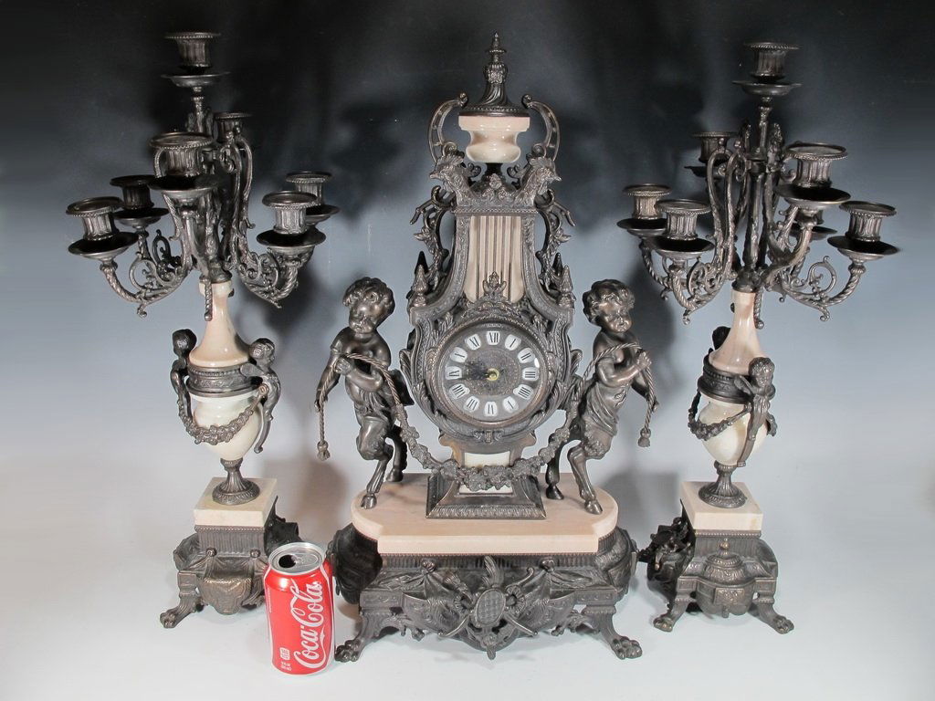 Marble and bronze  clock set (1 of 9)