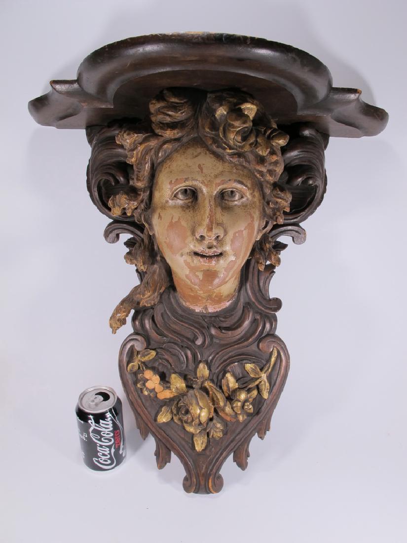 Antique European carved & patinated wood bracket (1 of 7)