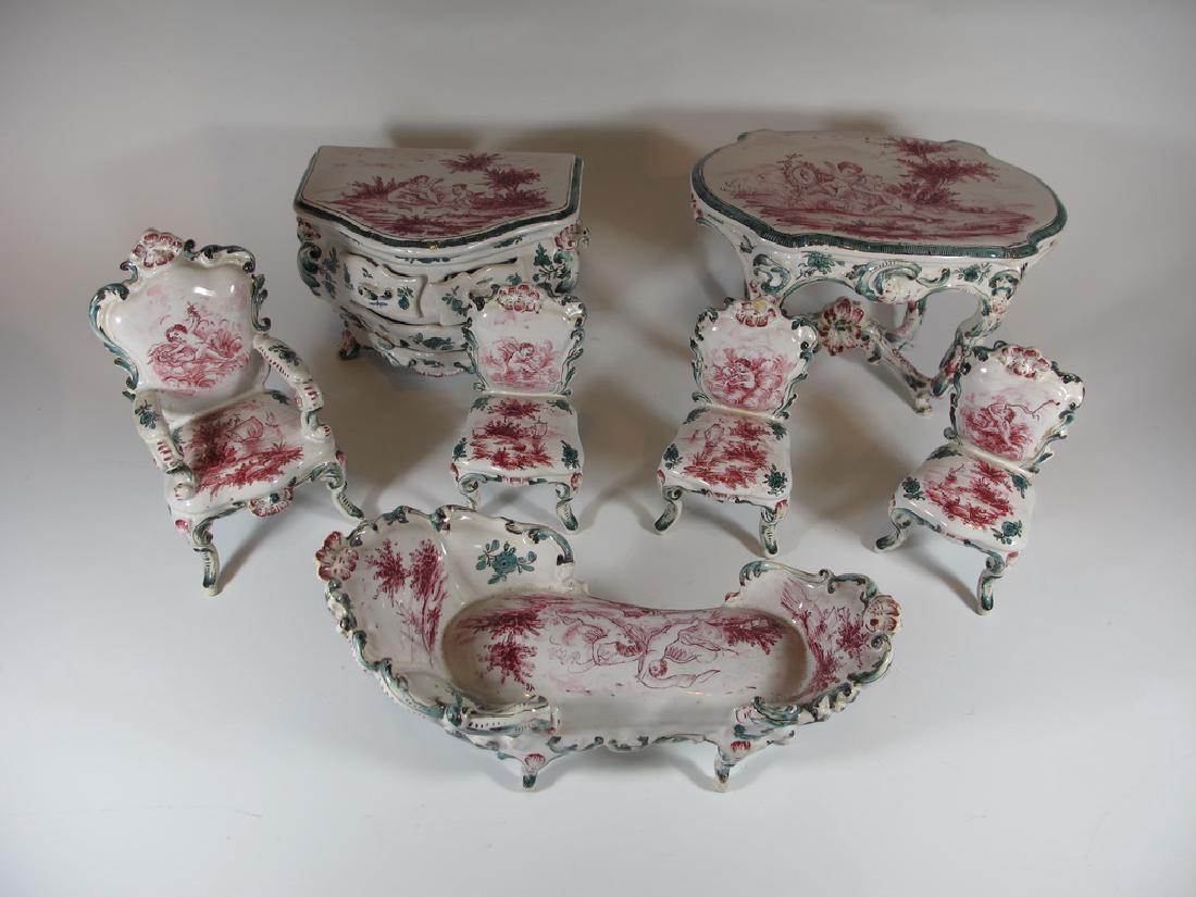 Antique French porcelain miniature set of 7 pcs, SX (1 of 9)
