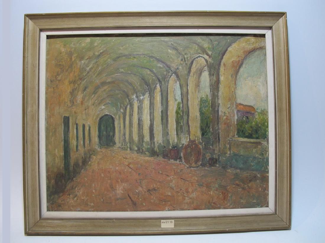 Old oil on board interior painting (1 of 4)