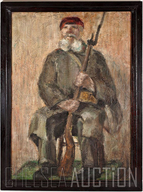 Ukrainian painter Ivan Trush (1869-1941): Oil on cardboard, signed on a lower right Ivan Trush (1869-1941). Size: out of frame 28” x 20”, with frame 31” x 22 ¾”