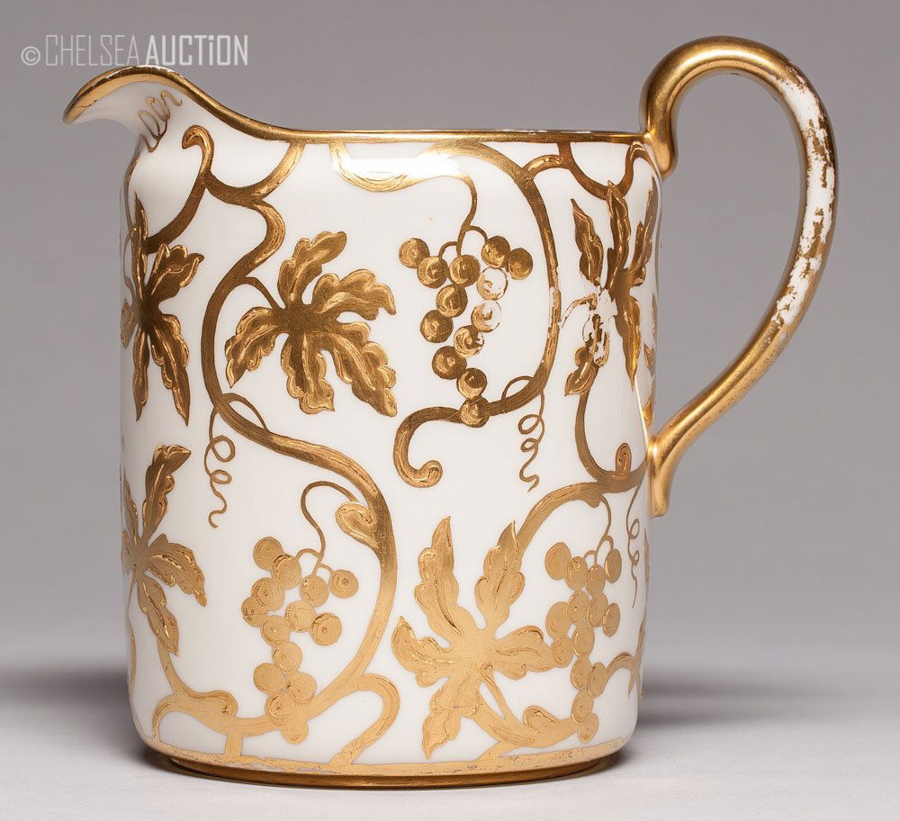 Ca. 1890 Irish Porcelain Pitcher by Belleek: Ca. 1890 Irish porcelain hand painted pitcher. Marked at the bottom: Belleek Pottery Works Company Ltd in Belleek, County Fermanagh (Northern Ireland). SIZE: H 6 1/4 in and D 7 in (16 cm x 18 cm)