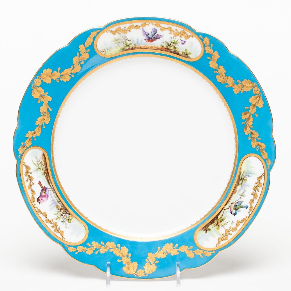 A Russian Plater, Nicholas II: A Russian plate, Nicholas II, 1902. Stamp of manufacturer in green on the back. SIZE: D 9 7/8 in (25 cm).